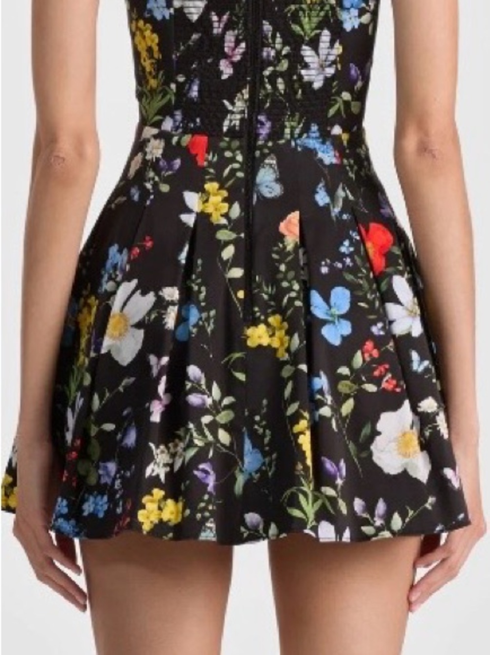 Alice + Olivia Veda Black Floral Square-Neck Mini Dress - Picture 4 of 7
